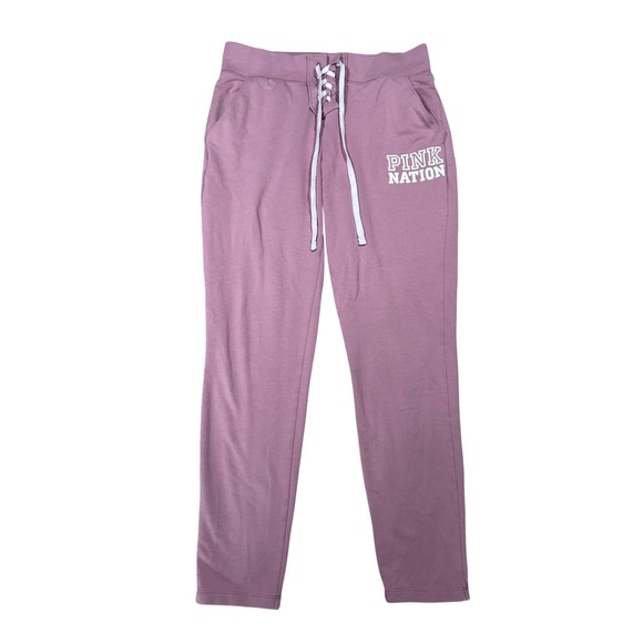 PINK Victoria's Secret Pants - Victoria's Secret PINK Nation Mauve Pink Lace Up Jogger Sweatpants Women Medium